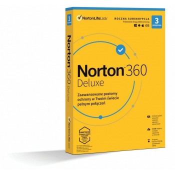 Oprogramowanie NORTON 360 Deluxe 25GB PL 1 użytkownik, 3 urządzenia, 1 rok