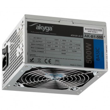Zasilacz ATX 500W Akyga Basic AK-B1-500 Fan12cm P4 3xSATA PCI-E