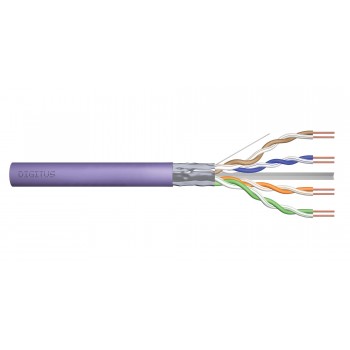 Kabel teleinformatyczny instalacyjny DIGITUS kat.6, F/UTP, Dca, drut, AWG 23/1, LSOH, 305m, fioletowy, szpula