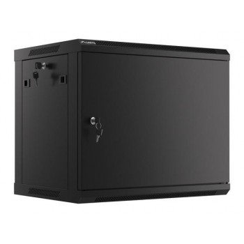 Szafa instalacyjna wisząca 19" 9U 600x450 czarna drzwi metalowe Lanberg (flat pack)