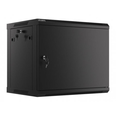 Szafa instalacyjna wisząca 19" 9U 600x450 czarna drzwi metalowe Lanberg (flat pack)
