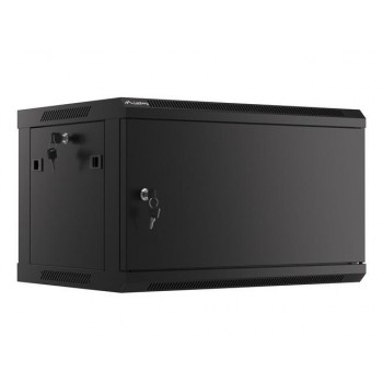 Szafa instalacyjna wisząca 19" 6U 600x450 czarna drzwi metalowe Lanberg (flat pack)