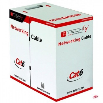 Kabel instalacyjny TechlyPro skrętka Cat6 UTP 4x2 linka CCA 305m, szary