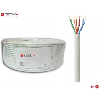 Kabel instalacyjny TechlyPro skrętka Cat6 U/UTP linka 100m, 100% miedź, szary