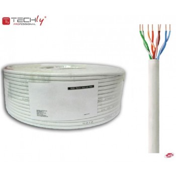 Kabel instalacyjny TechlyPro skrętka Cat6 U/UTP linka 100m, CCA szary