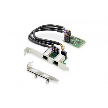 Karta sieciowa DIGITUS przewodowa mini PCI Express 2x RJ45 Gigabit 10/100/1000Mbps Low Profile