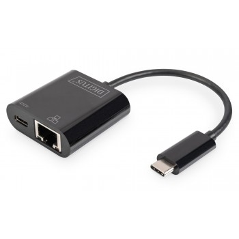 Karta sieciowa DIGITUS przewodowa USB 3.0 Typ C do RJ45 Gigabit Ethernet oraz 1xUSB Typ C z PD 2.0