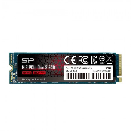 Dysk SSD Silicon Power A80 1TB PCIe Gen3x4 NVMe (3400/3000 MB/s) 2280