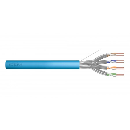 Kabel teleinformatyczny instalacyjny DIGITUS kat.6A, U/FTP, Dca, drut, AWG 23/1, LSOH, 100m, niebieski, ofoliowany