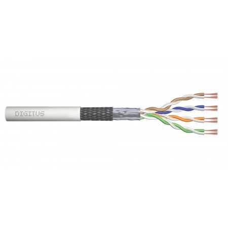 Kabel teleinformatyczny patchcordowy DIGITUS kat.5e, SF/UTP, linka, AWG 26/7, PVC, 100m, szary, karton
