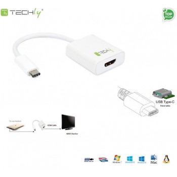 Adapter Techly USB31-HDMI USB-C 3.1 na HDMI M/Ż, biały 0,15m IADAP