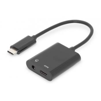 Kabel DIGITUS USB 3.1 Typ C Gen.2 SuperSpeed+ 10Gbps MiniJack 3.5mm USB C czarny 0.2m
