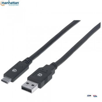 Kabel Manhattan USB-C 3.1 Gen1, USB C/USB A M/M 2m czarny