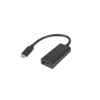 Kabel adapter Lanberg USB type-C(M) - DisplayPort(F) 0,15m czarny