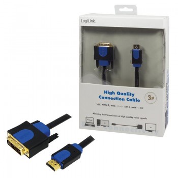 Kabel adapter LogiLink CHB3103 HDMI DVI, 3m