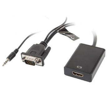 Kabel adapter Lanberg VGA (M) + Audio - HDMI (F) czarny