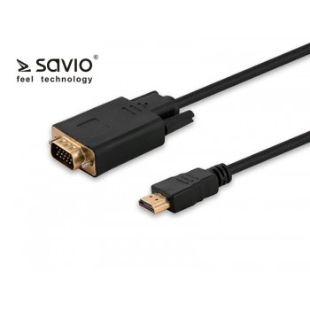 Kabel HDMI Savio CL-103 19pin męski - VGA męski 1,8m