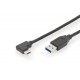 Kabel DIGITUS USB 3.1 Gen.2 SuperSpeed+ 10Gbps Typ USB C 90°/A M/M kątowy czarny 1m