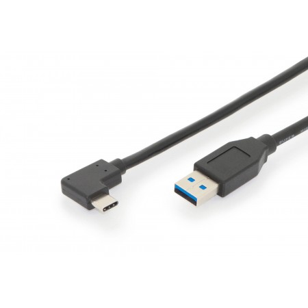 Kabel DIGITUS USB 3.1 Gen.2 SuperSpeed+ 10Gbps Typ USB C 90°/A M/M kątowy czarny 1m