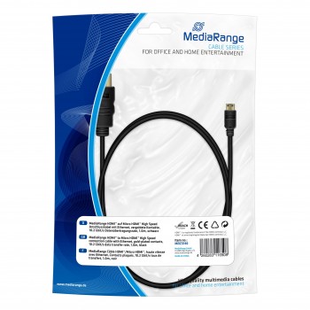 Kabel HDMI MediaRange MRCS146 HDMI/MicroHDMI with Ethernet, 1m, czarny