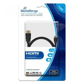 Kabel HDMI MediaRange MRCS165 HDMI/MiniHDMI with Ethernet, 1.5m, czarny
