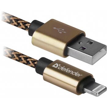 Kabel USB Defender USB-LIGHTNING 1m 2,1A złoty