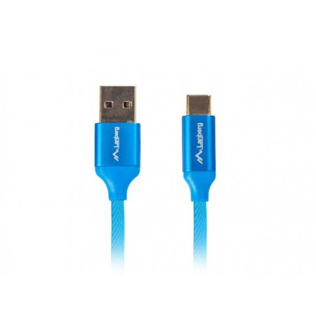 Kabel USB 2.0 Lanberg Premium Type-C(M) - A(M) 1m niebieski QC 3.0