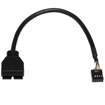 Kabel adapter Akyga AK-CA-28 USB 19pin M - USB 9pin F 0,2m czarny