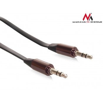 Kabel audio Maclean MCTV-695 B miniJack 3,5mm (M) - miniJack 3,5mm (M), płaski 2m, metalowy wtyk, czarny