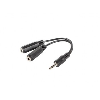 Kabel adapter Lanberg Minijack 3,5mm (M) - 2x Minijack 3,5mm (F) 0,1m czarny