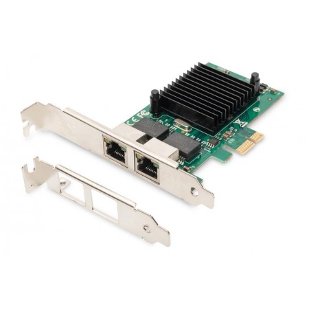 Karta sieciowa DIGITUS przewodowa PCI Express 2x RJ45 Gigabit 10/100/1000Mbps Low Profile