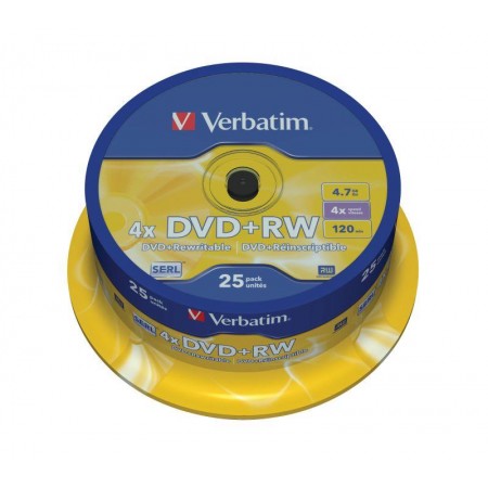DVD+RW Verbatim 4x 4.7GB (Cake 25) MATT SILVER