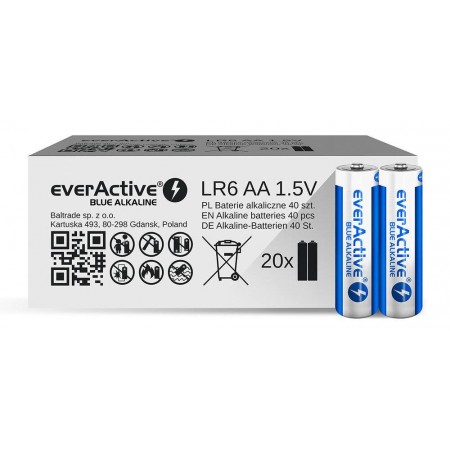 Baterie alkaliczne AA/LR6 everActive Blue Alkaline 40 sztuk, edycja limitowana