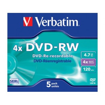 DVD-RW Verbatim 4.7GB X4 MATT Silver (5 Jewel Case)