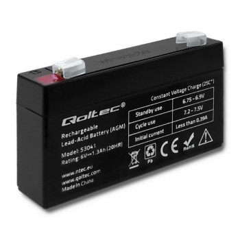 Akumulator AGM Qoltec | 6V | 1.3Ah | max.0.39A