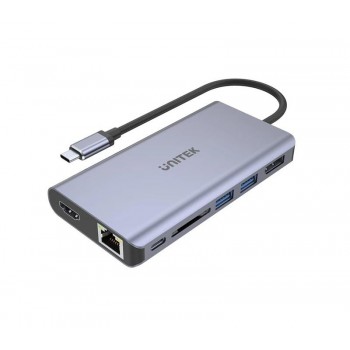 Hub USB-C Unitek D1056A, 2x USB 3.1, HDMI, DP, RJ45, SD