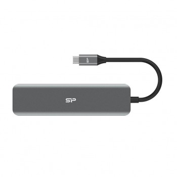 Stacja dokująca Silicon Power Boost SU20 7 w 1 USB/USB-C/HDMI/SD/MicroSD Szary