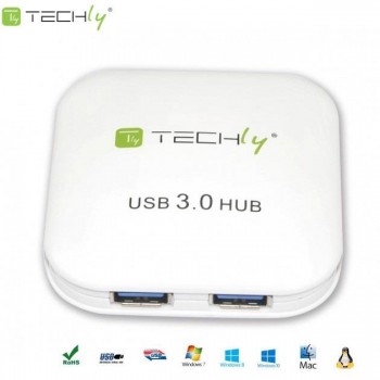 Hub USB Techly IUSB3-HUB4-WH 4 porty 3.0 Super Speed, biały