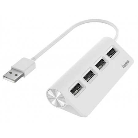 Hub USB 2.0 Hama USB-A - 4x USB-A biały