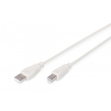 Kabel drukarkowy USB DIGITUS 2.0 A/M - USB B /M, 3m beżowy