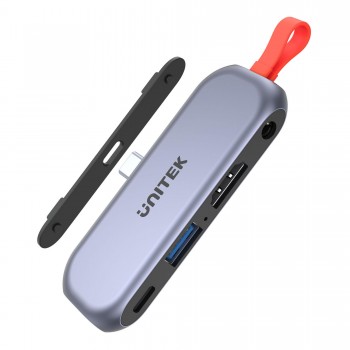 Hub USB-C Unitek D1070, HDMI 2.0, miniJack, PD 100W, mobile