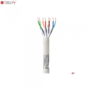 Kabel instalacyjny TechlyPro skrętka Cat6 S/FTP drut, CCA, 305m szary