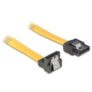 Kabel SATA II Delock 0,3m z zatrzaskami metalowymi kątowy żółty
