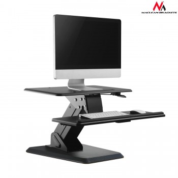 Podstawka biurkowa na klawiaturę i monitor lub laptop Maclean MC-792 czarny do pracy stojąco siedzącej - sprężyna gazowa
