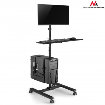 Stand, wózek, mobilne stanowisko komputerowe na kółkach Maclean MC-793 max 20kg max 17"-32" VESA: 75x75,100x100