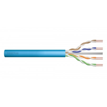 Kabel teleinformatyczny instalacyjny DIGITUS kat.6A, U/UTP, Dca, AWG 23/1, LSOH, 50m, niebieski, ofoliowany