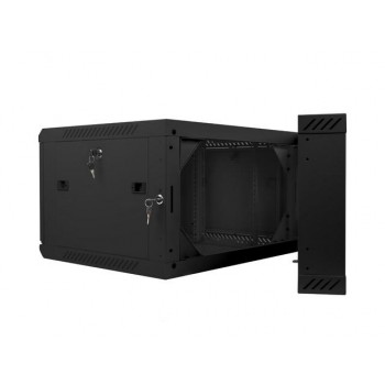 Szafa instalacyjna dwusekcyjna wisząca 19" 6U 600x600 czarna Lanberg (flat pack)