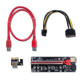 Karta rozszerzeń Riser Qoltec PCI-E 1x-16x | USB 3.0 | ver.009S Plus | SATA/PCI-E 6pin