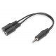 Kabel adapter DIGITUS mini jack 3,5mm /2x 3,5mm mini jack M/Ż (4pin), 0.2m, czarny