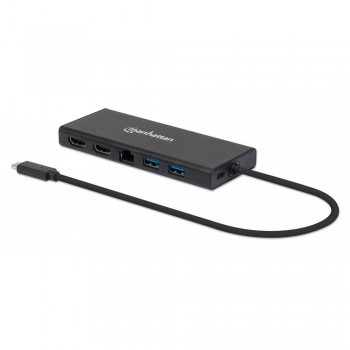 Kabel adapter Manhattan USB-C Multiport do 2xHDMI/RJ45/2xUSB-A/USB-C PD